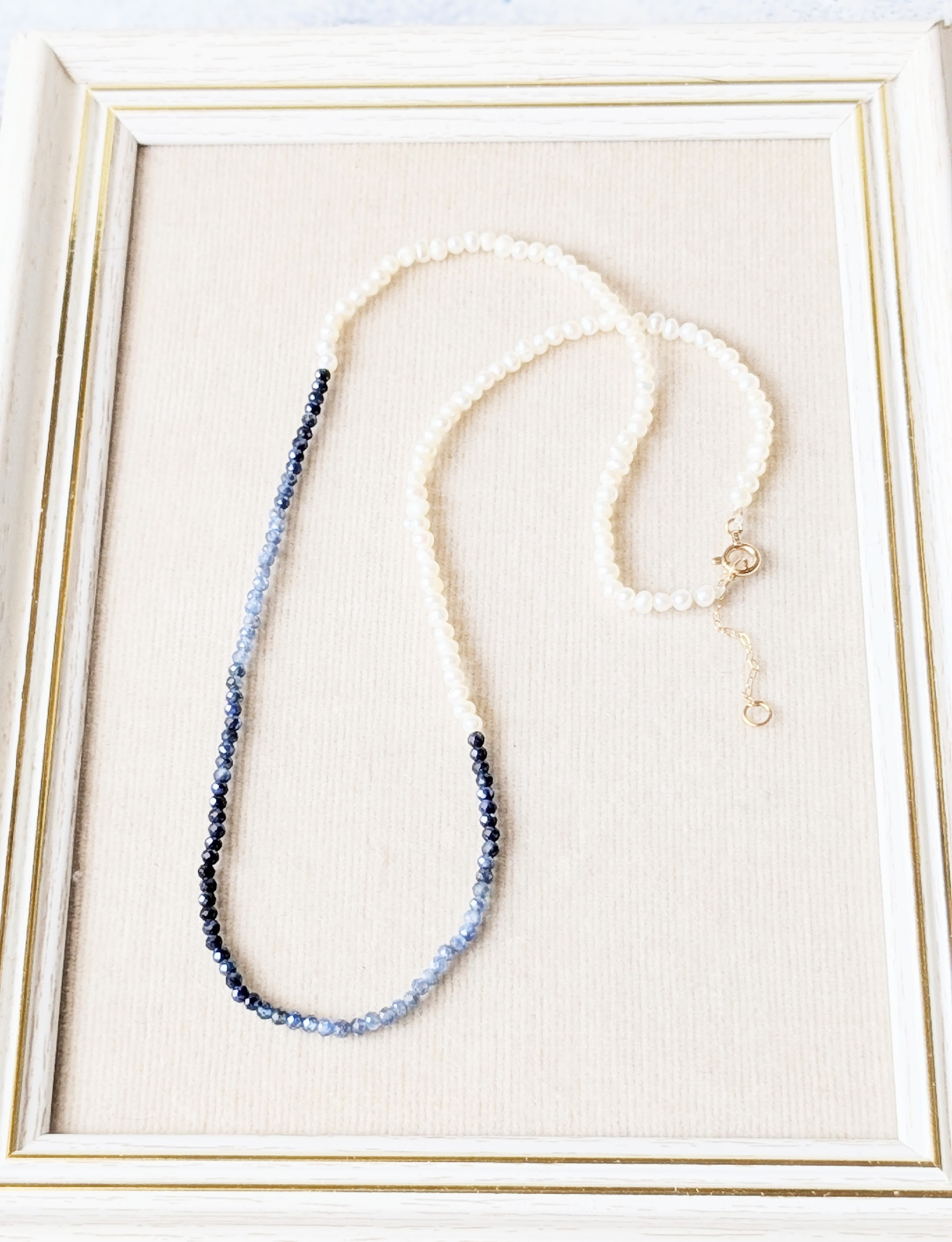 K10YG サファイア淡水パールMIXネックレス　大人のアクセサリー サファイア　淡水パール 16,060円