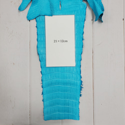 ワニ革 クロコ 半艶マット  セルリアンブルー　No.C008555 9枚目の画像