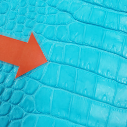 ワニ革 クロコ 半艶マット  セルリアンブルー　No.C008555 11枚目の画像