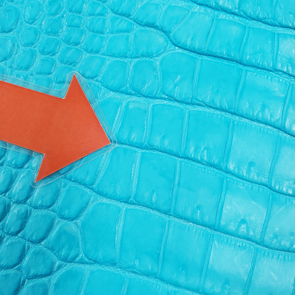 ワニ革 クロコ 半艶マット  セルリアンブルー　No.C008555 11枚目の画像