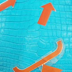 ワニ革 クロコ 半艶マット  セルリアンブルー　No.C008555 14枚目の画像