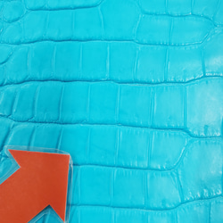 ワニ革 クロコ 半艶マット  セルリアンブルー　No.C008556 13枚目の画像