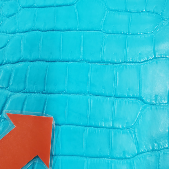 ワニ革 クロコ 半艶マット  セルリアンブルー　No.C008556 13枚目の画像