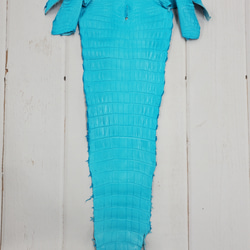 ワニ革 クロコ 半艶マット  セルリアンブルー　No.C008556 5枚目の画像