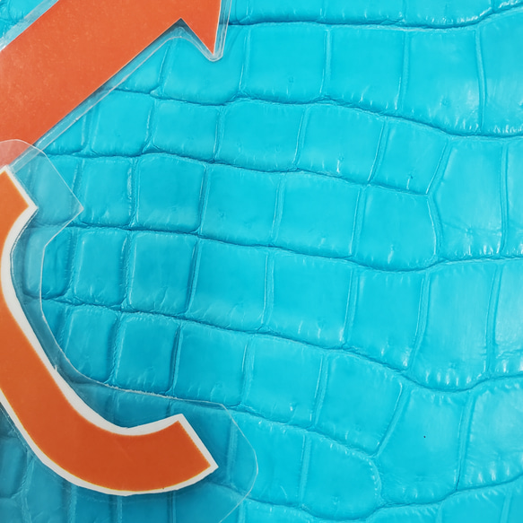 ワニ革 クロコ 半艶マット  セルリアンブルー　No.C008556 14枚目の画像