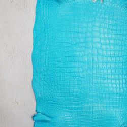 ワニ革 クロコ 半艶マット  セルリアンブルー　No.C008556 18枚目の画像