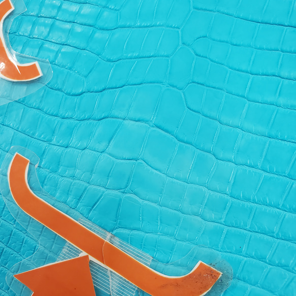ワニ革 クロコ 半艶マット  セルリアンブルー　No.C008556 16枚目の画像