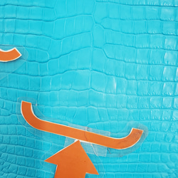 ワニ革 クロコ 半艶マット  セルリアンブルー　No.C008556 15枚目の画像