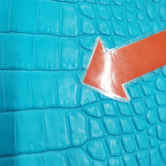 ワニ革 クロコ 半艶マット  セルリアンブルー　No.C008557 12枚目の画像