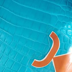 ワニ革 クロコ 半艶マット  セルリアンブルー　No.C008557 15枚目の画像