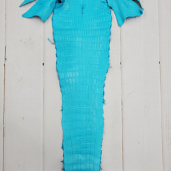 ワニ革 クロコ 半艶マット  セルリアンブルー　No.C008557 5枚目の画像