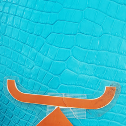 ワニ革 クロコ 半艶マット  セルリアンブルー　No.C008557 16枚目の画像