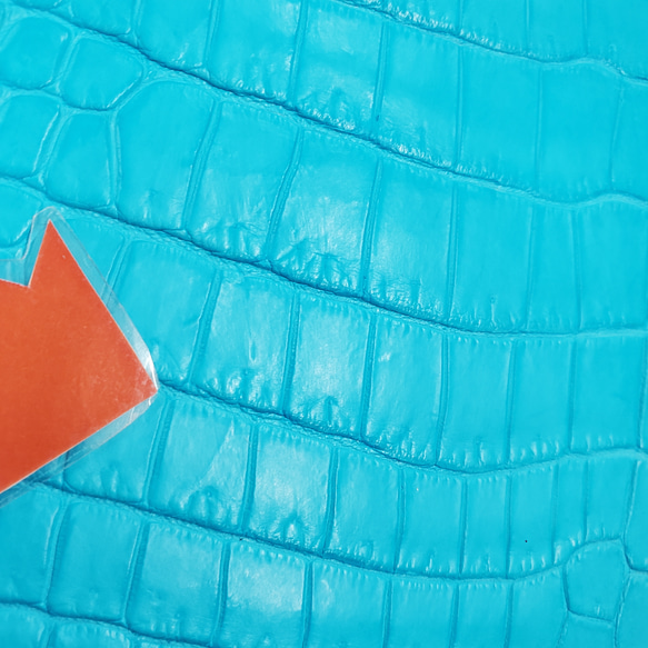 ワニ革 クロコ 半艶マット  セルリアンブルー　No.C008557 11枚目の画像
