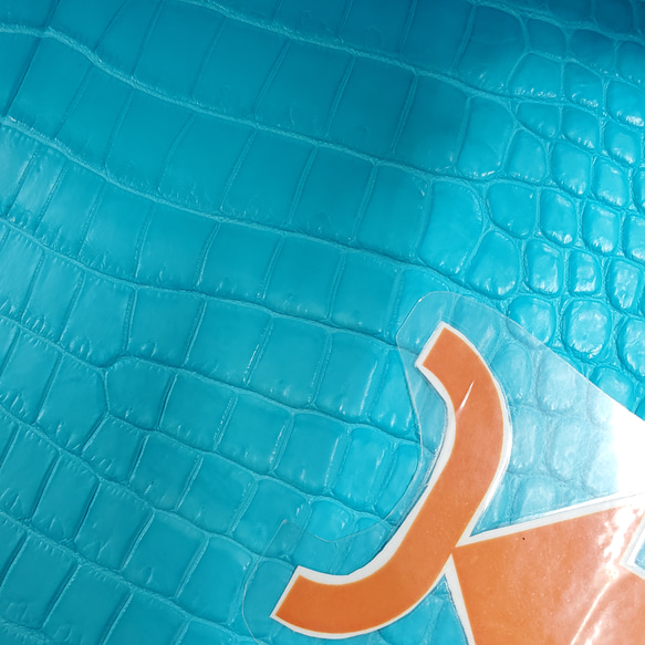 ワニ革 クロコ 半艶マット  セルリアンブルー　No.C008557 14枚目の画像