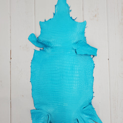 ワニ革 クロコ 半艶マット  セルリアンブルー　No.C008557 1枚目の画像