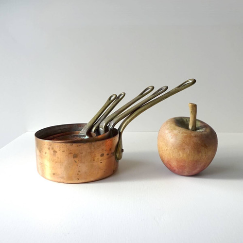 1900年代 フランス ブロンズ 片手鍋 口径10.2cm 銅 民藝 オブジェ 美術