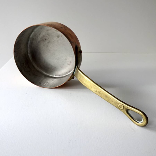 1900年代 フランス ブロンズ 片手鍋 口径10.2cm 銅 民藝 オブジェ 美術