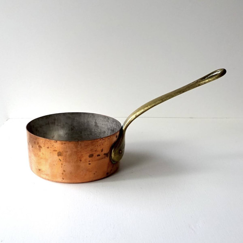 1900年代 フランス ブロンズ 片手鍋 口径10.2cm 銅 民藝 オブジェ 美術