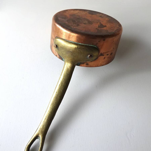 1900年代 フランス ブロンズ 片手鍋 口径10.2cm 銅 民藝 オブジェ 美術