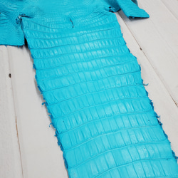 ワニ革 クロコ 半艶マット  セルリアンブルー　No.C008558 20枚目の画像