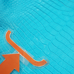 ワニ革 クロコ 半艶マット  セルリアンブルー　No.C008558 16枚目の画像