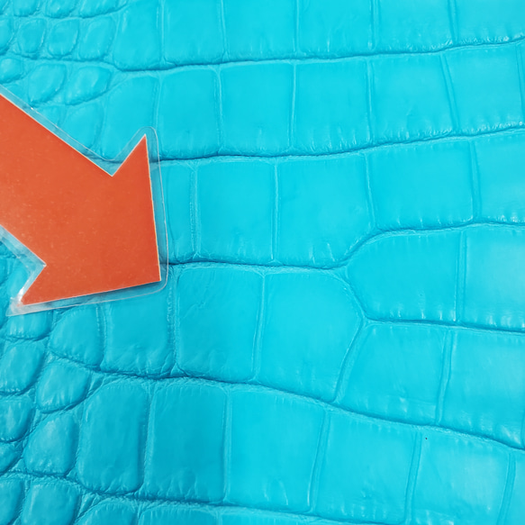 ワニ革 クロコ 半艶マット  セルリアンブルー　No.C008558 11枚目の画像
