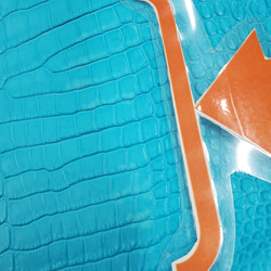 ワニ革 クロコ 半艶マット  セルリアンブルー　No.C008558 13枚目の画像