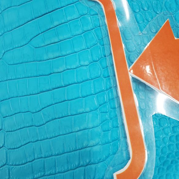 ワニ革 クロコ 半艶マット  セルリアンブルー　No.C008558 13枚目の画像