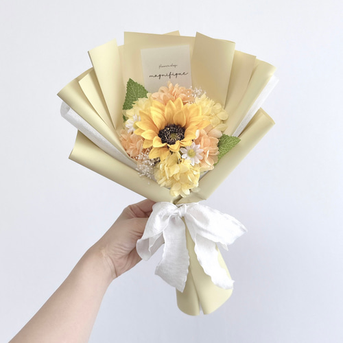 プリザーブドフラワー　花束　ブーケ ひまわりの花束 ラッピングブーケ プリザーブドフラワー 花束 ブーケ