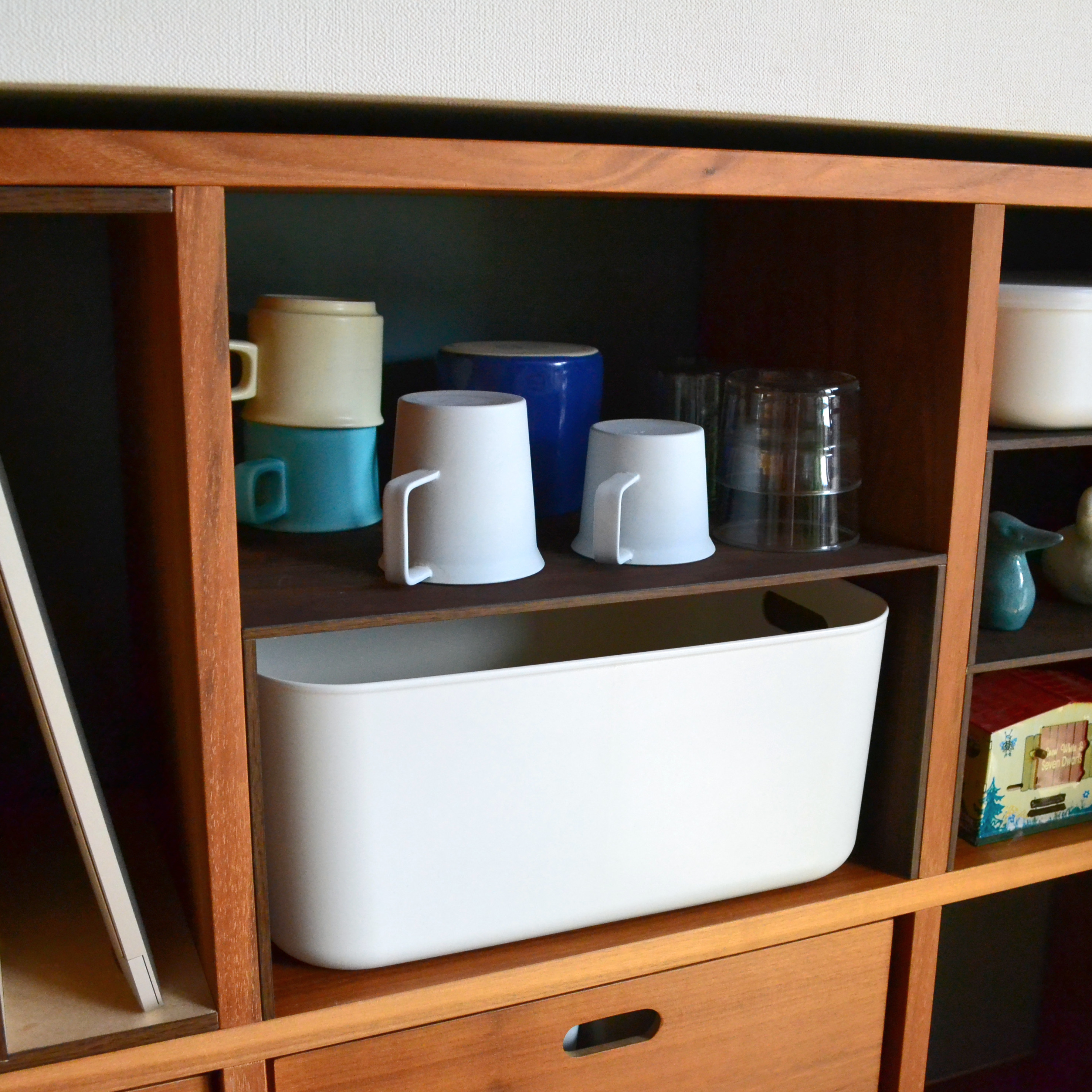 無印スタッキングシェルフ対応｜コの字仕切り棚（2段仕様・ウォールナット調）【2セット】