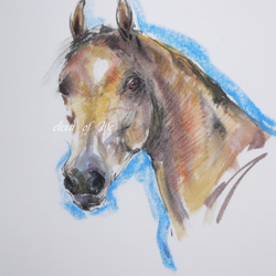 アラビアンホース（墨絵、厚い和紙２６ｃｍ×３６ｃｍ、墨、水彩） 1枚目の画像