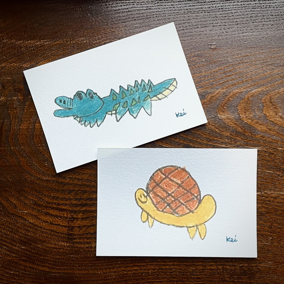 ねこパンツくん　　ポストカード ほっこりかわいいKeiちゃんイラストポストカード 『ワニくん