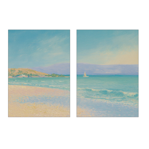 2枚セット】穏やかな海の風景 印象派 アートポスター アブストラクト