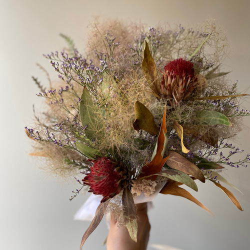 専用＊プロテア&スモークツリー　ドライフラワースワッグ スモークツリーとプロテアのスワッグ ドライフラワー Cocoflower