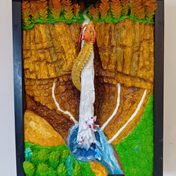 立体絵画の「デコピン、打席に立つ」 未来アートの「デコピン、打席に立つ」（クレイ絵画） 絵画 山川