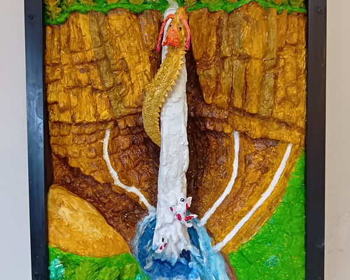 未来アートの「華厳の滝の登竜門」(立体絵画） 絵画 山川善作 通販