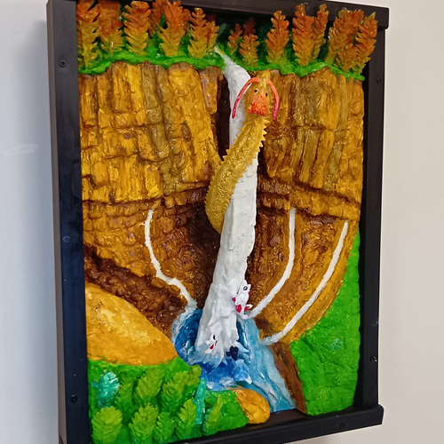 現代アートの「華厳の滝の登竜門」（3Dpainting） 立体絵画の「華厳の滝の登竜門 (3D絵画） 」 | 山川善作