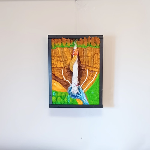現代アートの「華厳の滝の登竜門」（3D painting） 未来アートの「華厳の滝の登竜門」(立体絵画） 絵画 山川工房