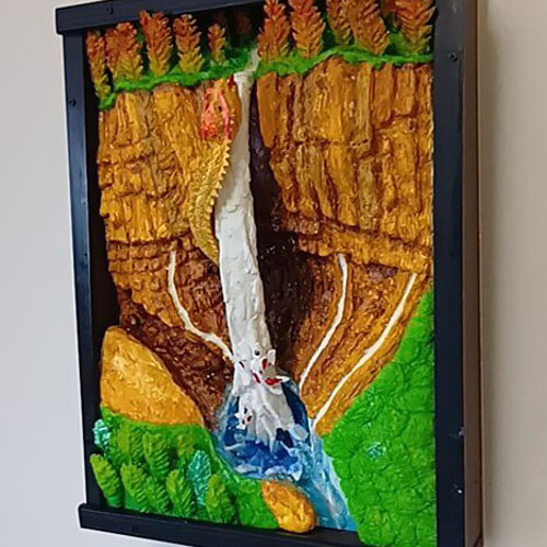 現代アートの「浄蓮の滝の登竜門」（3D painting） 現代アートの「浄蓮の滝の登竜門」（3D painting） - メルカリ