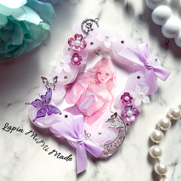 パープル クリア ホイップデコ 硬質トレカケース B8 サテン リボン