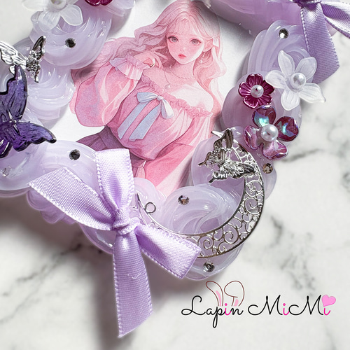 パープル クリア ホイップデコ 硬質トレカケース B8 サテン リボン