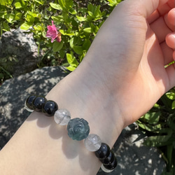 天然石ブレス～強い意思【フローライト、シュードモルフ、オブシディアン】 4枚目の画像