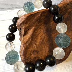 天然石ブレス～強い意思【フローライト、シュードモルフ、オブシディアン】 1枚目の画像