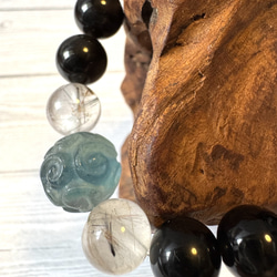 天然石ブレス～強い意思【フローライト、シュードモルフ、オブシディアン】 2枚目の画像