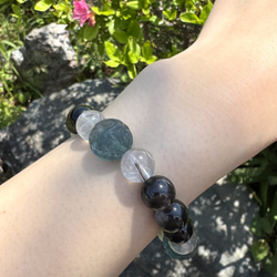 天然石ブレス～強い意思【フローライト、シュードモルフ、オブシディアン】 7枚目の画像