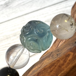 天然石ブレス～強い意思【フローライト、シュードモルフ、オブシディアン】 3枚目の画像