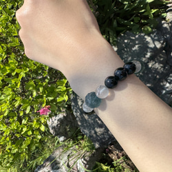 天然石ブレス～強い意思【フローライト、シュードモルフ、オブシディアン】 5枚目の画像