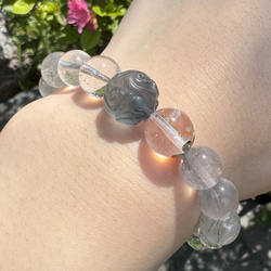 天然石ブレス～強い意思【フローライト、シュードモルフ、オブシディアン】 6枚目の画像