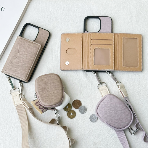 BANDOLIER バンドリヤー iPhone13 ケース ストラップ付ベージュ BANDOLIER ショルダーストラップ付きスマホケースベージュiphone13