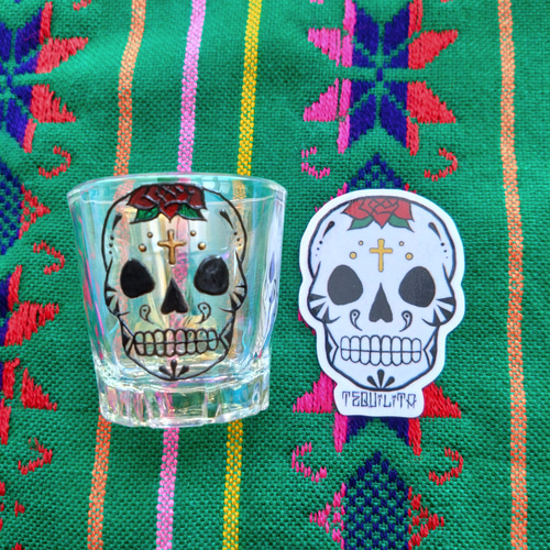 Rosa3)) メキシコ カラベラ テキーラ ショットグラス シュガースカル